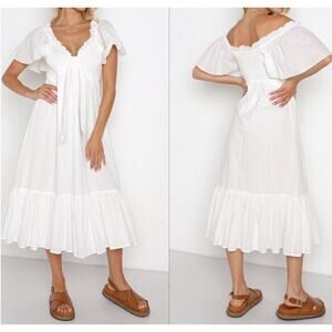 Cleobella Ashlyn Organic Cotton Dress Sz M Maternity Coquette Milkmade Swiss Dot